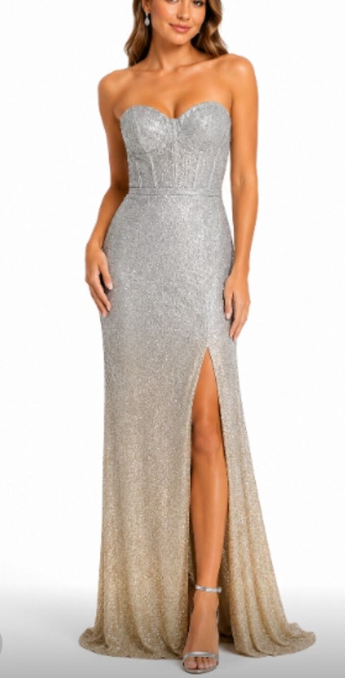 New Blondie Nites Metallic Glitter Corset Gown Size 9 Formal Prom Dress